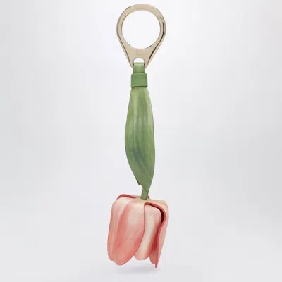 Christian Louboutin Leather Bag Charm In The Shape Of A Tulip In Multi