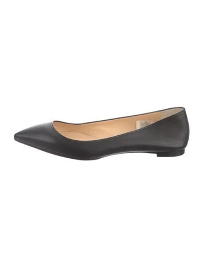 Pre-owned Christian Louboutin Leather Ballet Flats In Black