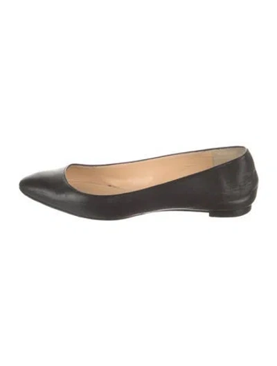 Pre-owned Christian Louboutin Leather Ballet Flats In Black
