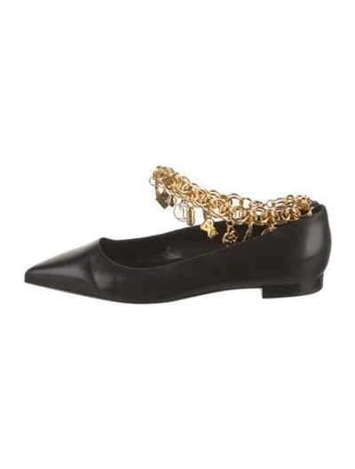 Pre-owned Christian Louboutin Leather Ballet Flats In Black