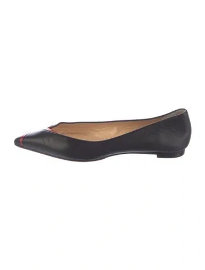 Pre-owned Christian Louboutin Leather Ballet Flats In Black