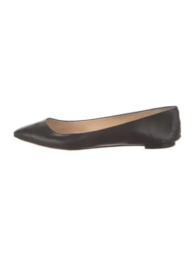Pre-owned Christian Louboutin Leather Ballet Flats In Black
