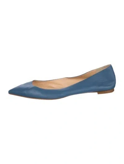Pre-owned Christian Louboutin Leather Ballet Flats In Blue