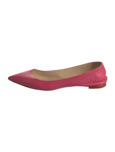 Pre-owned Christian Louboutin Leather Ballet Flats In Pink