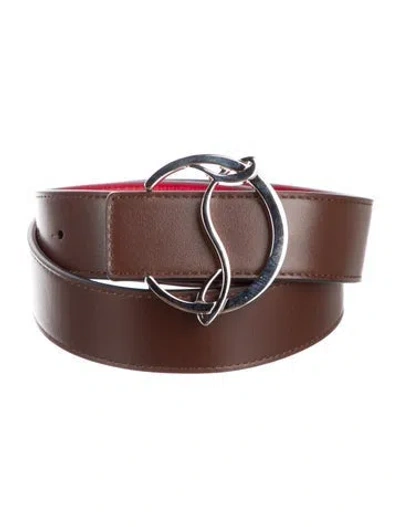 Pre-owned Christian Louboutin Leather Belt In Brown/red