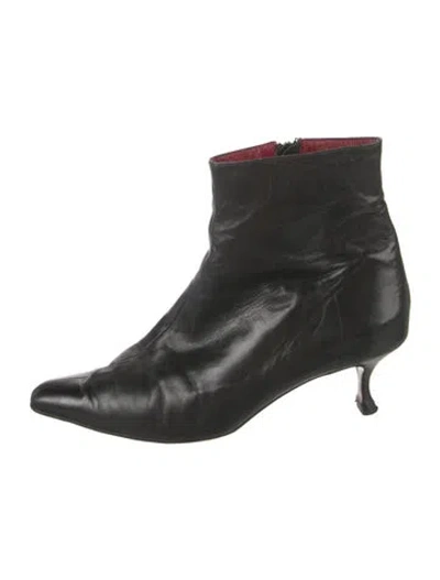 Pre-owned Christian Louboutin Leather Boots In Black