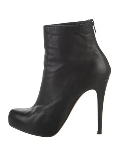 Pre-owned Christian Louboutin Leather Boots In Black