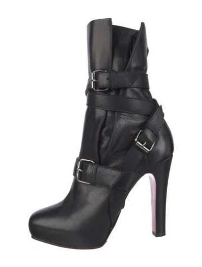 Pre-owned Christian Louboutin Leather Boots In Black