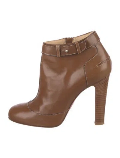 Pre-owned Christian Louboutin Leather Boots In Brown