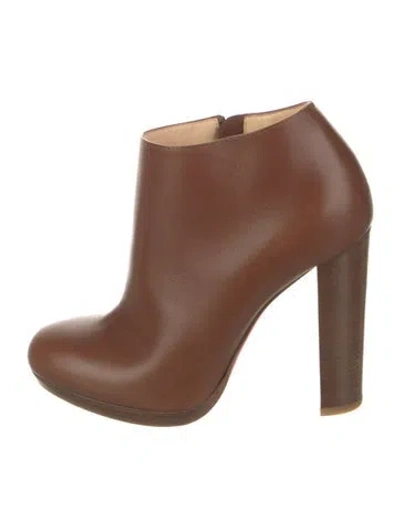 Pre-owned Christian Louboutin Leather Boots In Brown