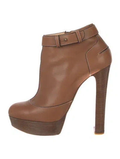 Pre-owned Christian Louboutin Leather Boots In Brown
