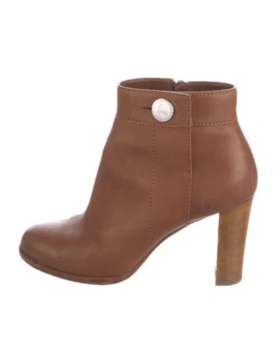 Pre-owned Christian Louboutin Leather Boots In Brown