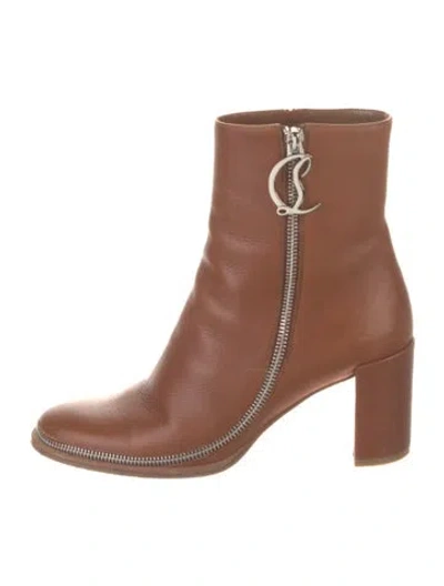 Pre-owned Christian Louboutin Leather Boots In Brown