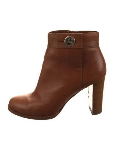 Pre-owned Christian Louboutin Leather Boots In Brown
