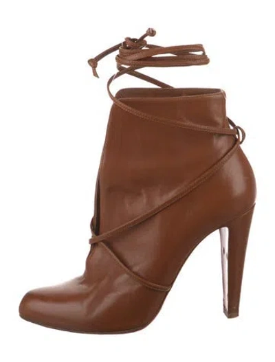 Pre-owned Christian Louboutin Leather Boots In Brown