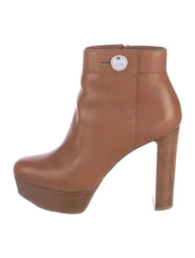 Pre-owned Christian Louboutin Leather Boots In Brown