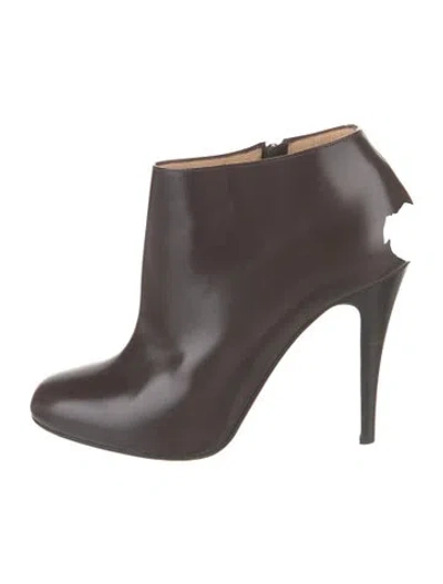 Pre-owned Christian Louboutin Leather Boots In Burgundy