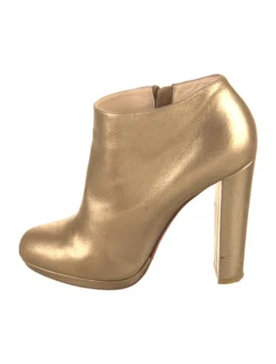 Pre-owned Christian Louboutin Leather Boots In Gold/metallic