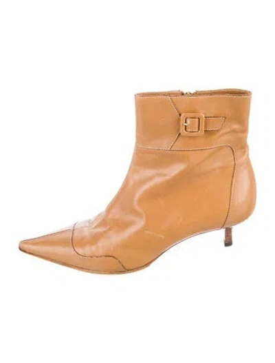 Pre-owned Christian Louboutin Leather Boots In Neutral