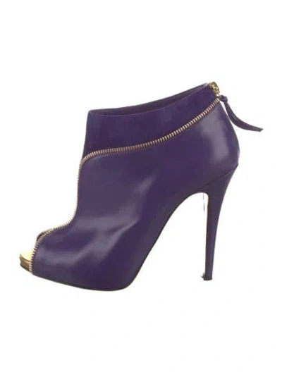 Pre-owned Christian Louboutin Leather Boots In Purple