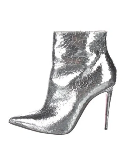 Pre-owned Christian Louboutin Leather Boots In Silver