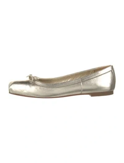 Pre-owned Christian Louboutin Leather Bow Accents Ballet Flats