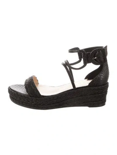 Pre-owned Christian Louboutin Leather Braided Accents Espadrilles In Black