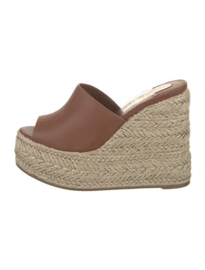 Pre-owned Christian Louboutin Leather Braided Accents Espadrilles In Brown