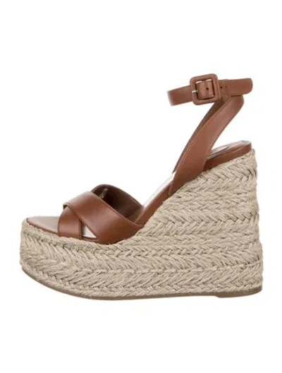 Pre-owned Christian Louboutin Leather Braided Accents Espadrilles In Brown