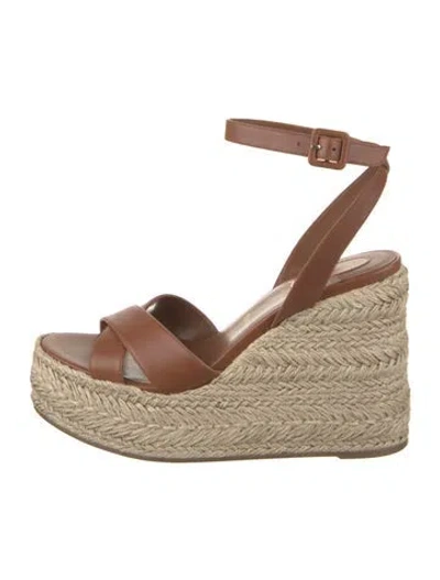 Pre-owned Christian Louboutin Leather Braided Accents Espadrilles In Brown