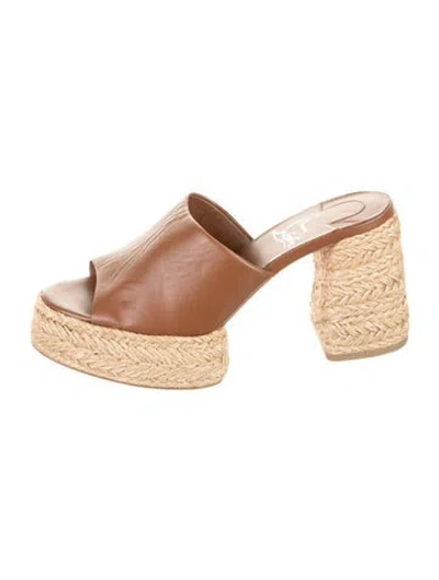 Pre-owned Christian Louboutin Leather Braided Accents Espadrilles In Brown