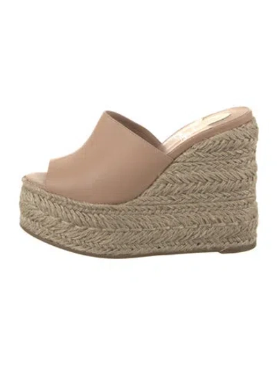 Pre-owned Christian Louboutin Leather Braided Accents Espadrilles In Brown