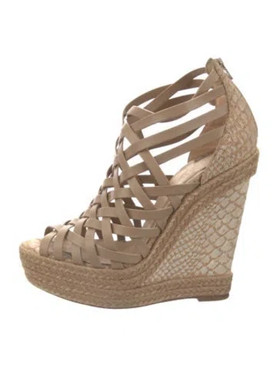 Pre-owned Christian Louboutin Leather Braided Accents Espadrilles In Neutral