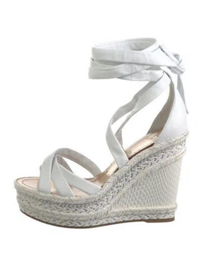 Pre-owned Christian Louboutin Leather Braided Accents Espadrilles In White