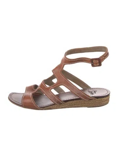 Pre-owned Christian Louboutin Leather Braided Accents Gladiator Sandals In Brown