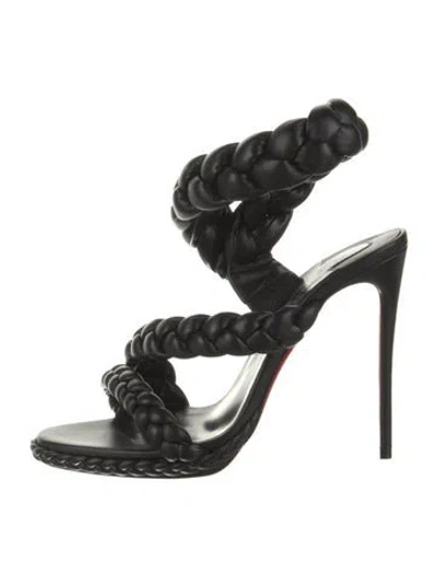 Pre-owned Christian Louboutin Leather Braided Accents Sandals In Black