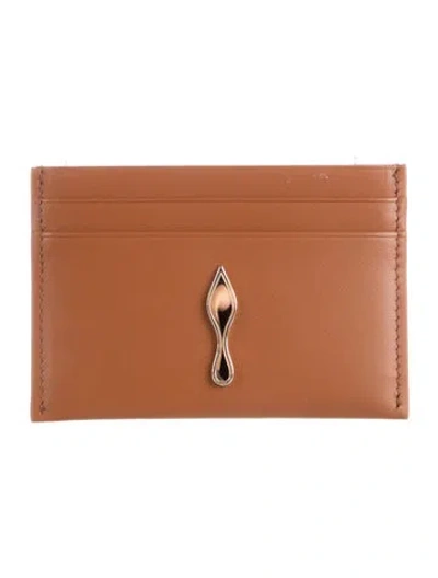 Pre-owned Christian Louboutin Leather Card Holder In Brown
