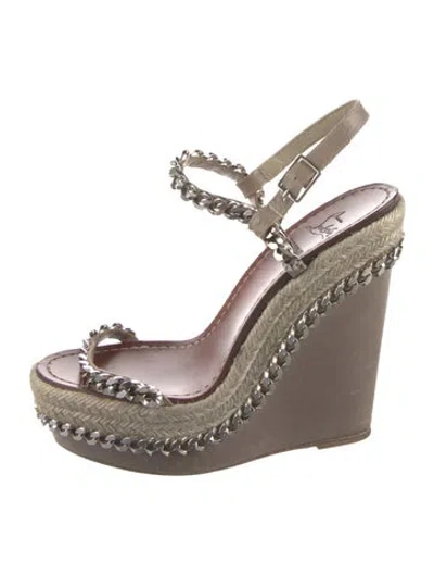 Pre-owned Christian Louboutin Leather Chain-link Accents Espadrilles In Neutral