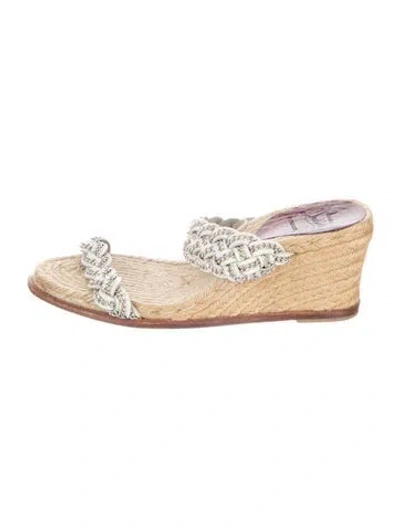 Pre-owned Christian Louboutin Leather Chain-link Accents Espadrilles In Neutral