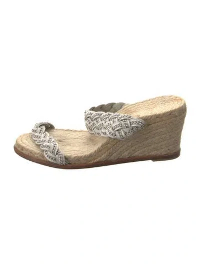 Pre-owned Christian Louboutin Leather Chain-link Accents Espadrilles In Neutral