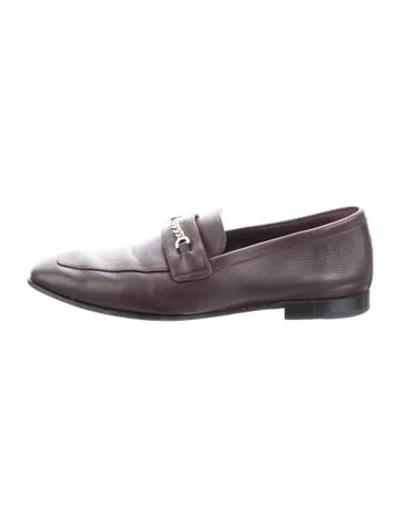 Pre-owned Christian Louboutin Leather Chain-link Accents Loafers In Grey/purple