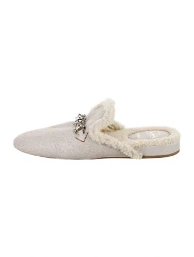 Pre-owned Christian Louboutin Leather Chain-link Accents Mules In Neutral