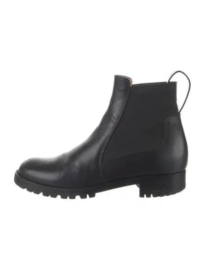 Pre-owned Christian Louboutin Leather Chelsea Boots In Black