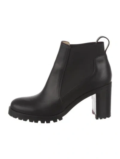Pre-owned Christian Louboutin Leather Chelsea Boots In Black