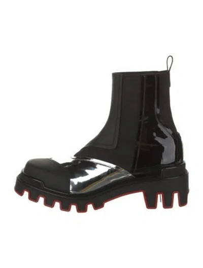 Pre-owned Christian Louboutin Leather Chelsea Boots In Black
