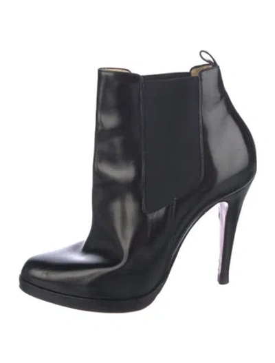 Pre-owned Christian Louboutin Leather Chelsea Boots In Black