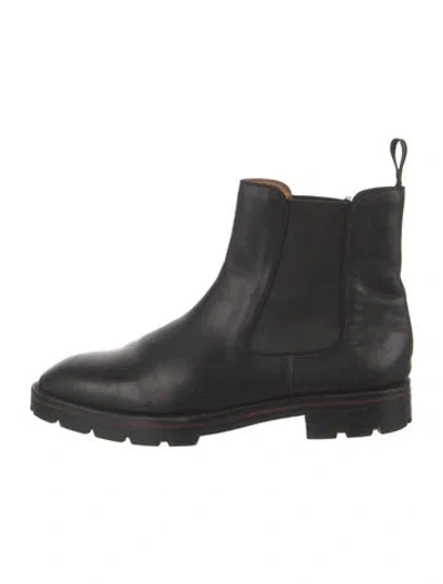Pre-owned Christian Louboutin Leather Chelsea Boots In Black