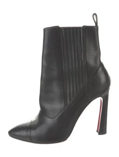 Pre-owned Christian Louboutin Leather Chelsea Boots In Black