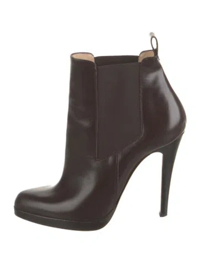 Pre-owned Christian Louboutin Leather Chelsea Boots In Brown