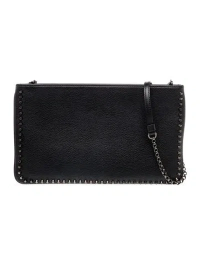 Pre-owned Christian Louboutin Leather Clutch In Black